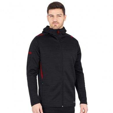 JAKO Freizeitjacke Challenge mit Kapuze (100% Polyester) schwarz/rot Herren